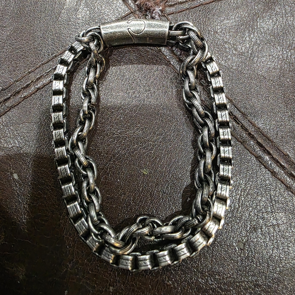 Source Unknown Silver Men's Chain Bracelet